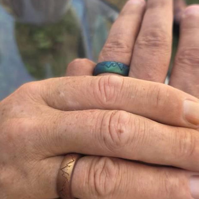 Mountain Silicone Ring Men Women Custom Engraved, Personalized