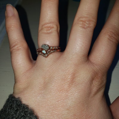 Diamond Splinter Ring / Salt and Pepper Diamond Ring / Raw - Etsy