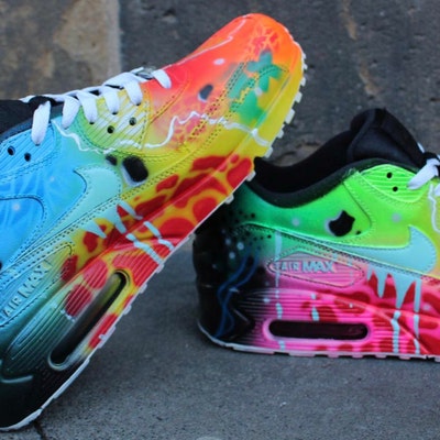 Nike Air Max 90 Blue Galaxy Style Painted Custom Shoes Sneaker Airbrush ...