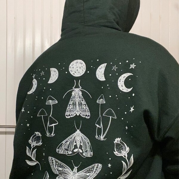 Magical Moth Hoodie Fairycore Hoodie Dark Academia Hoodie Cottagecore ...