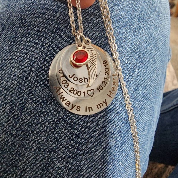 Always in My Heart Memorial Sympathy Jewelry Silver, Rose Gold, Yellow ...