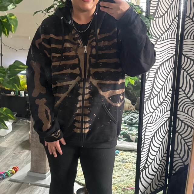 SKELEHOODIE Bleached Skeleton Zip-up Hoodie - Etsy Canada