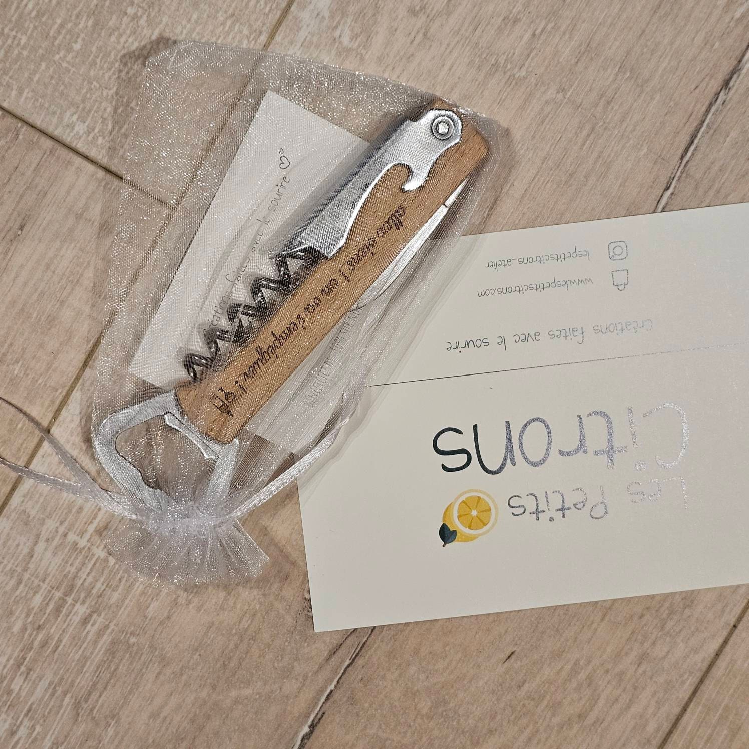 Personalized lemonade maker / Bottle opener knife Corkscrew / Father&#39;s Day gift godfather godmother / Witnesses Birthday Christmas Wedding