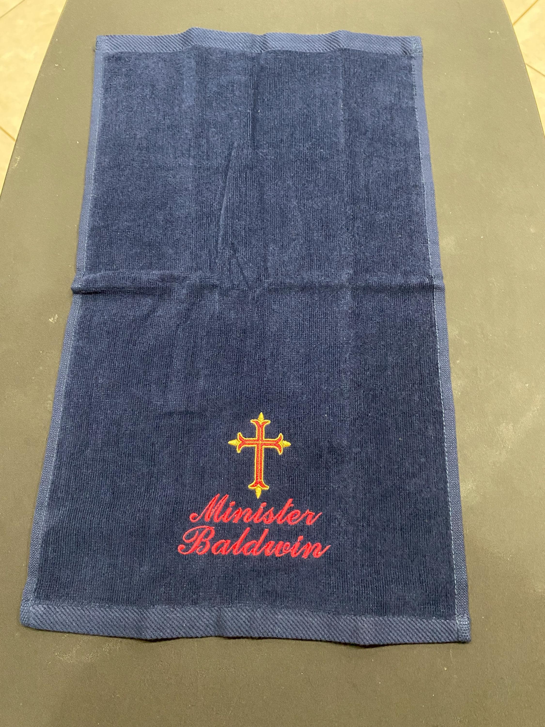 2-Color Cross Finger Tip towel, 11x18 inches, Monogrammed Gym Towel, Name and Cross Gifts, Sports Towel
