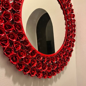 Luxury Valentines Day Gift Red Rose Mirror Red Boho Wall Art