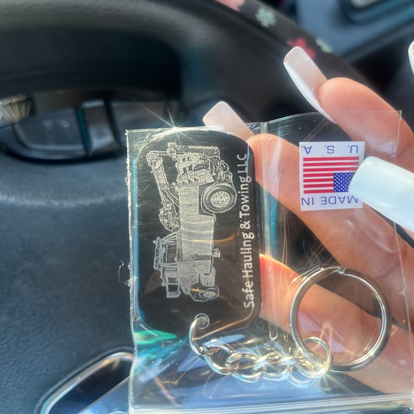 Wrecker Big Rig Tow Truck Driver Keychain With Tow Truck Driver's ...