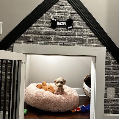 Dog Name Plate Crate Pet Tag Doghouse Sign Kennel Pet Name Pet ID ... - Dog Crate Engraved Identification Plate