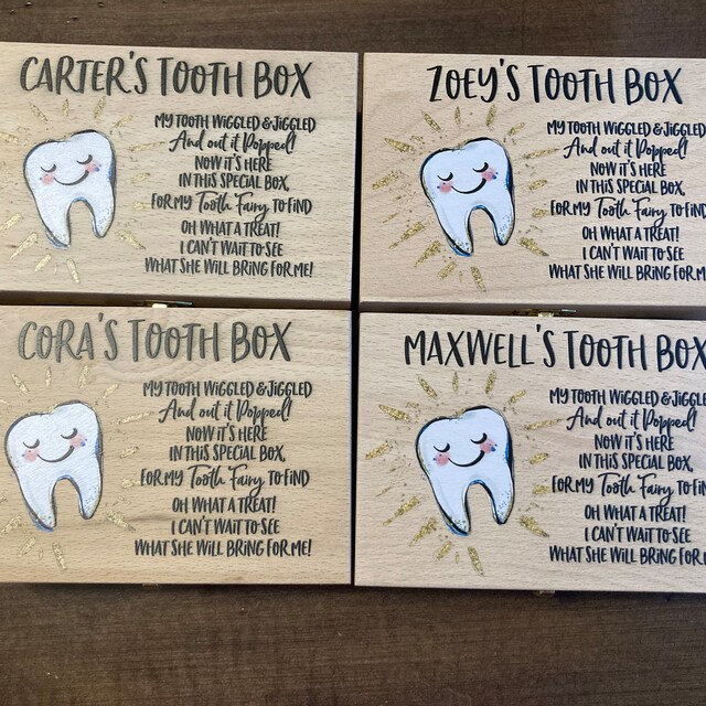 Tooth Box Tooth Fairy Box 3d Carved Wooden Box Souvenir Tooth Keepsake ...