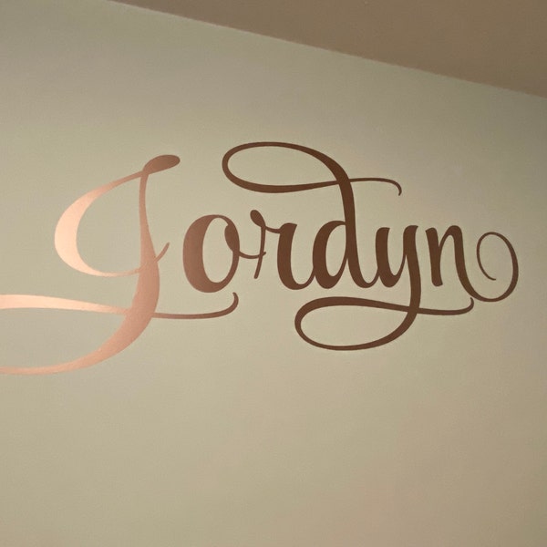 Personalized Name Wall Decal Girl Monogram Initial Fancy Cursive Name ...