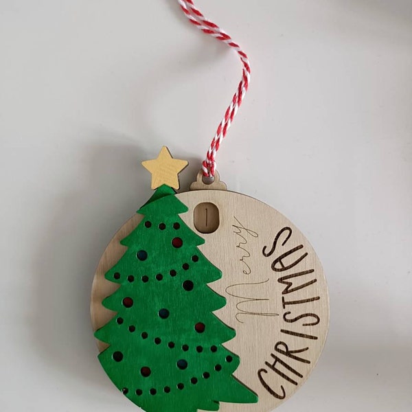 Christmas Tree Countdown Sliding Ornament | Star Lever Turning Calendar ...