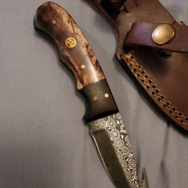 Damascus Skinning gut hook, Hunting Knife by Titan TD-176 – Titan  International K.