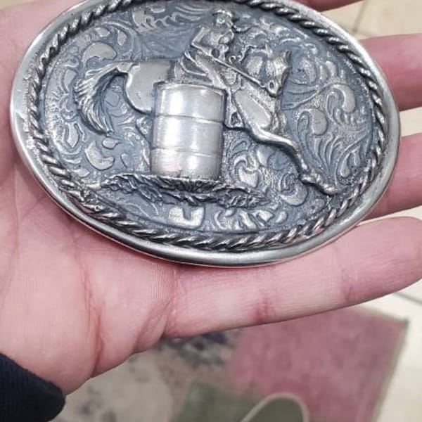 Barrel Racer Horse & Rider Belt Buckle for Women, 4 X 3 Inch Oval ...