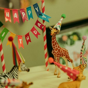 BIPY 10 Pack Mini Party Hats For Stuffed Animal Figures Dinosaurs Toys Tiny Hats For Crafts Doll Headwear Hamster Bird Adjustable Miniature Hat With Tinsel Pom Birthday Cake Toppers Accessories