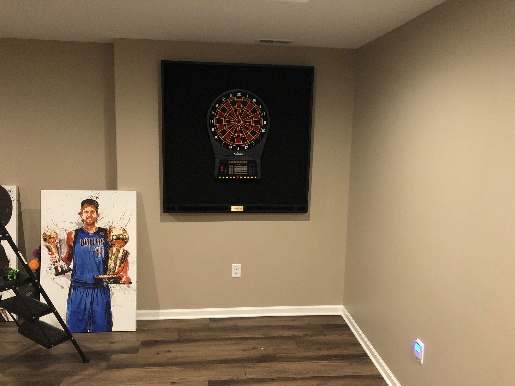 Makes a great fathers day gift  Our best selling Black dartboard cabinet with a Dartboard, darts, led light. and 2 scoreboards.