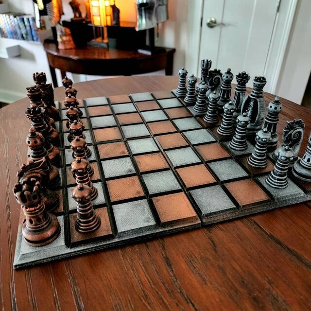 Steampunk Fantasy Chess Set Hand Painted Board Game 