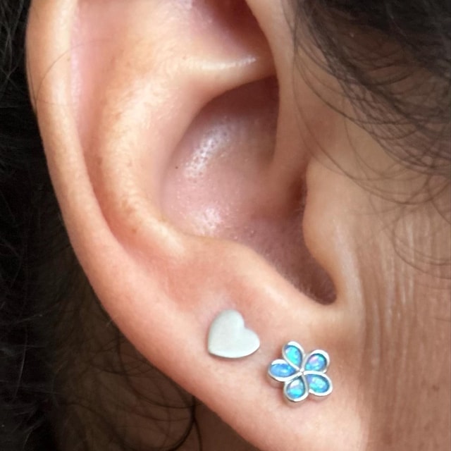 8mm Cluster Earrings 7-Stone Round Simulated