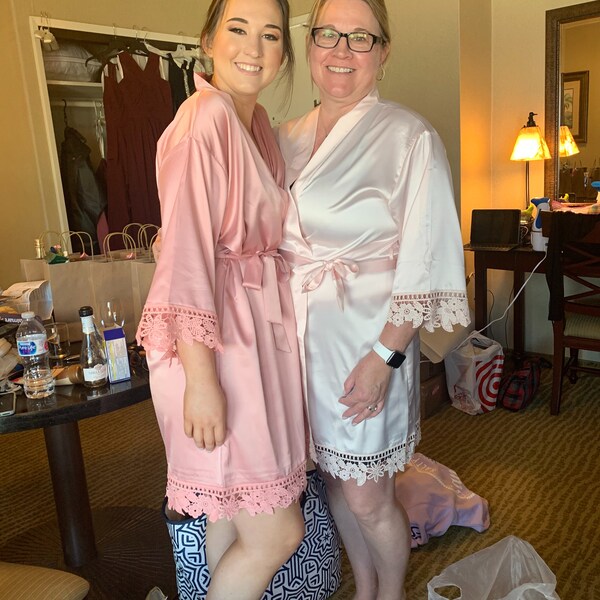 Silky Chunky Lace Robe, Bridesmaid Robes, Bride Robe, Bridal Party Robe ...