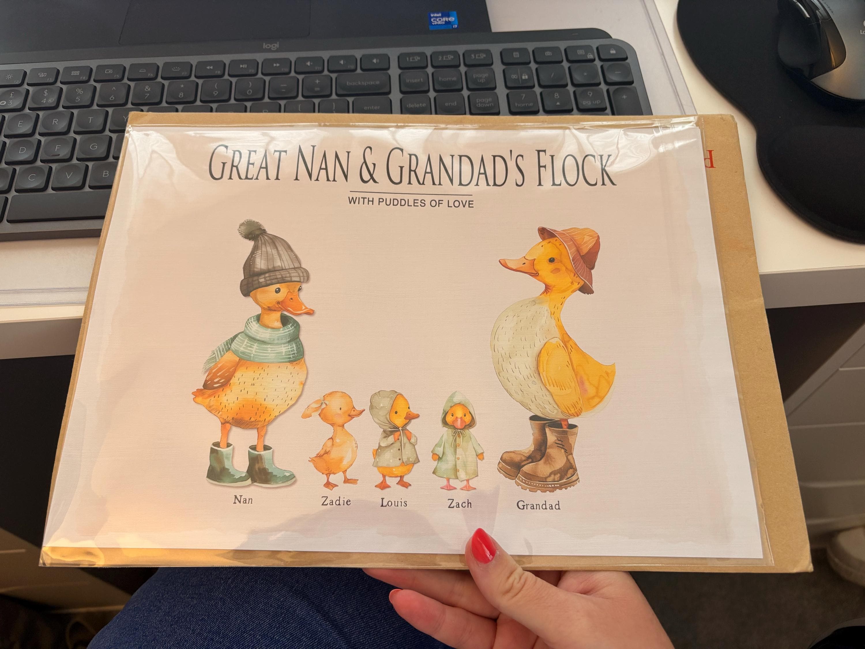 grandchildren print, personalised family print, gift for grandma, duck family print, gift for grandmother, nanny, grandparents, Mother's Day