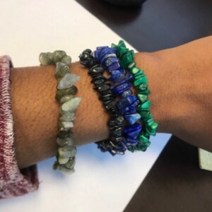 Black Tourmaline Stretchy String Chip Bracelet G134 | Etsy