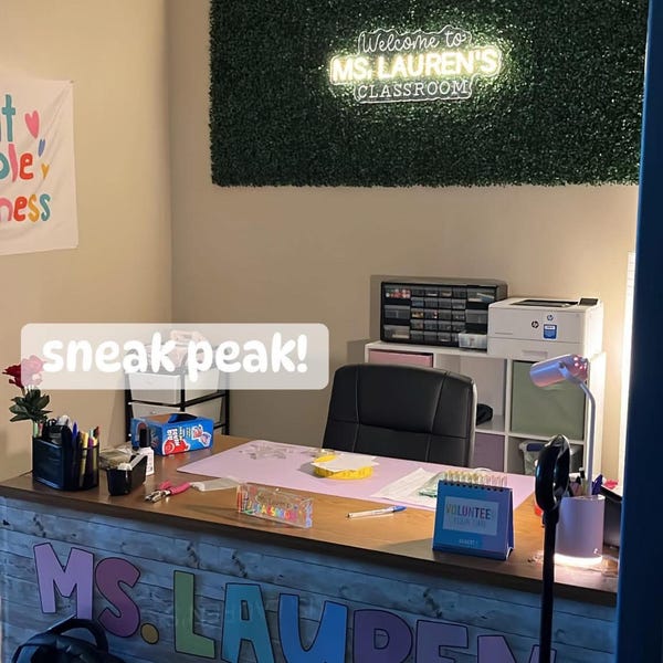 Teacher Name Neon Sign: Classroom Decor, LED Door Hanger - Etsy