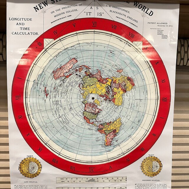 地球平面地図。1892年グリーソンの新標準世界地図、大型24インチ