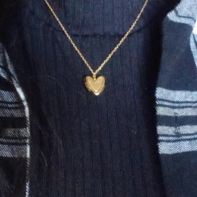 14K Gold Filled Heart Pearl Enamel Pendant Necklace Double Sided ...