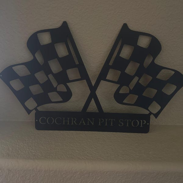 Custom Checkered Flag Racing Sign, Checkered Flag Monogram ...