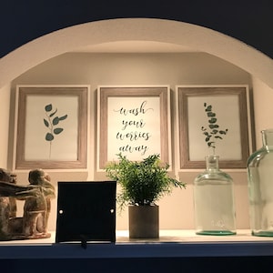 Set di 3 stampe da bagno, relax soak unwind, eucalipto, arredamento da parete del bagno, arredamento della fattoria, arte della parete stampabile, arte del bagno, arredamento per la casa, - Italia