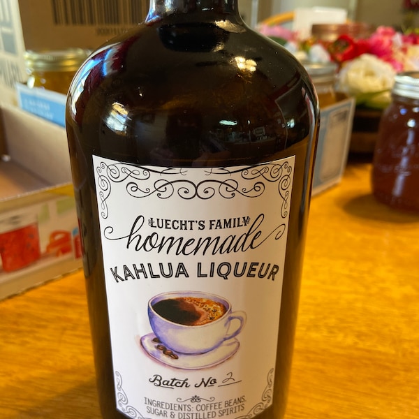 Customized Label - Coffee Liqueur, Homemade Kahlua, Espresso Liqueur ...