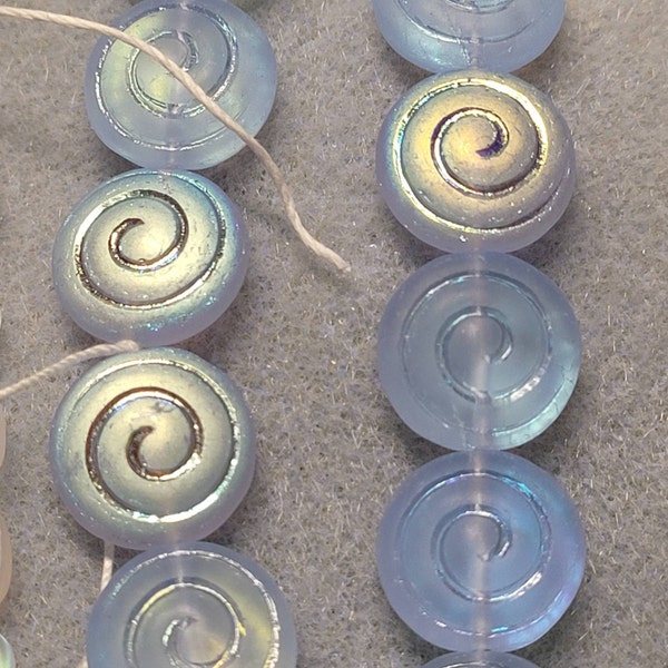 13mm Snail Shell Bead - Czech Glass Beads - Various Azuro or AB Colors ...