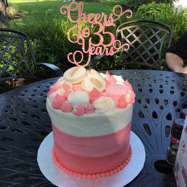 Cheers to 35 Years Cake Topper, 35 Years Loved Cake Topper, Happy ...