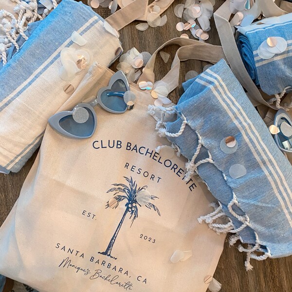 Club Bachelorette Palm Tree Tote Beach Bachelorette Hangover Kit Bag ...
