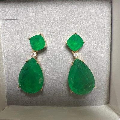Angelina Jolie Long Tassel Emerald Color Earring Vibrant Green Earring ...