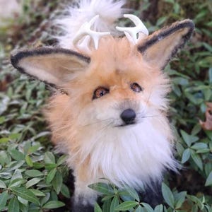 Handmade Faux Fur Fox Toy: Posable Forest Animal With Horns - Etsy