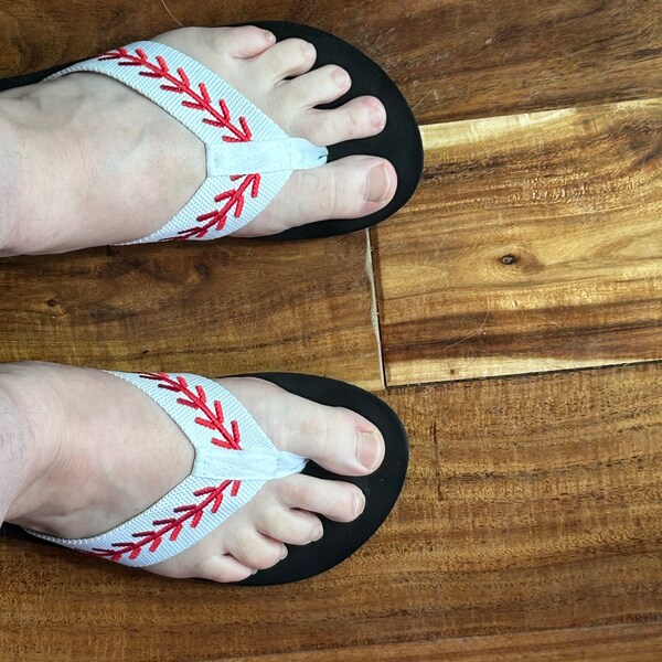 Embroidered Baseball Flip Flops Baseball Slippers Baseball Sandals ...