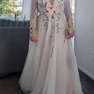 Wildflower Lace Wedding Dress: Romantic Open Back, Long Sleeves - Etsy Wildflower Lace Wedding Dress: Romantic Open Back, Long Sleeves - Etsy