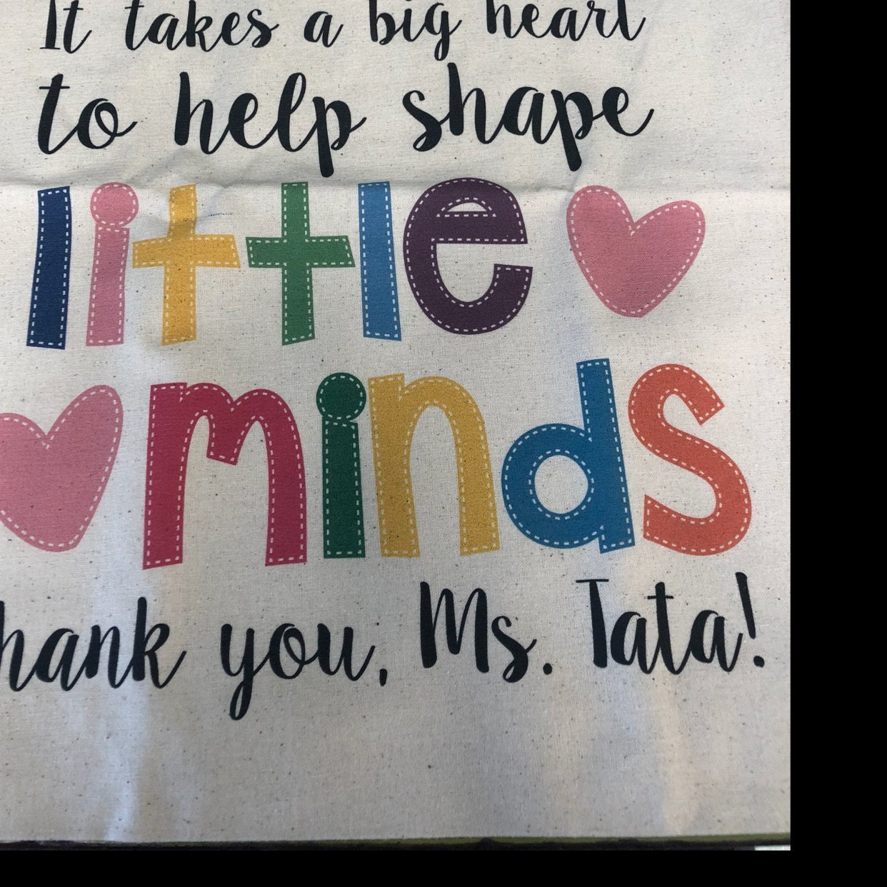 teacher tote bag - adorable teacher tote for kindergarten, first grade - teacher gift big heart to help shape little minds 22MSCL-022-BBag