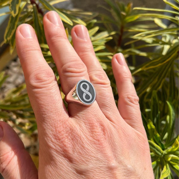 Infinity Signet Ring Custom Made 8 Ring, Infinity Men Ring, Sterling Silver Man, Oval Signet ...
