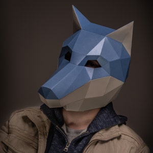 Dog Mask, Wolf Mask DIY Paper Mask, Printable Template, Papercraft, 3D ...