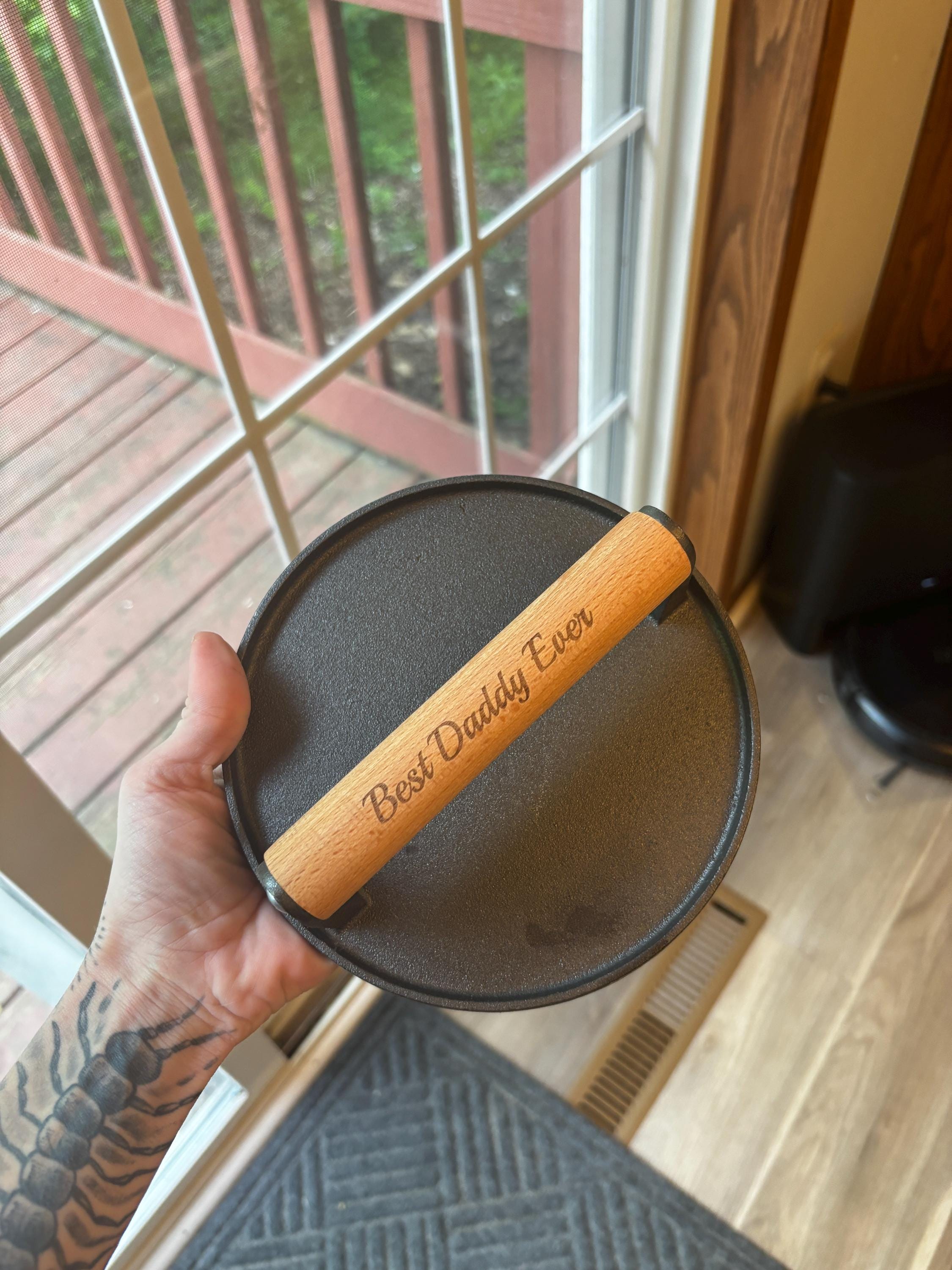 Personalized BURGER PRESS Smasher BBQ Grill Grilling Gift Groomsmen Gift for Him Dad Men Chef Cooking 6 Year Anniversary Tally Birthday