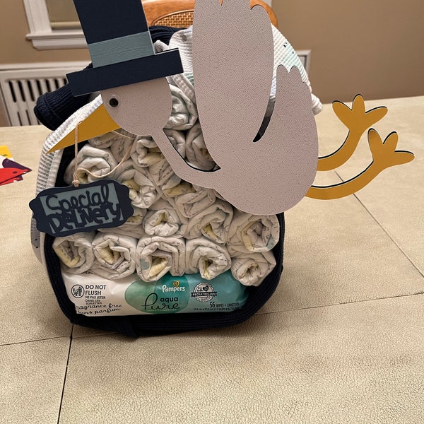 SPECIAL DELIVERY STORK - Diaper Cake - Assembled/kit - Gender Neutral ...