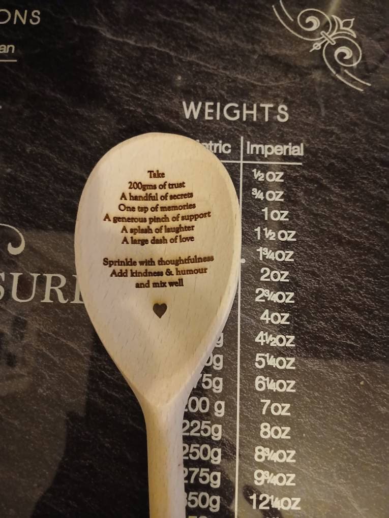 Personalised wooden spoon, recipe for a special friend, friendship gift, gift for best friend, friendship, baker gift, gift for baker