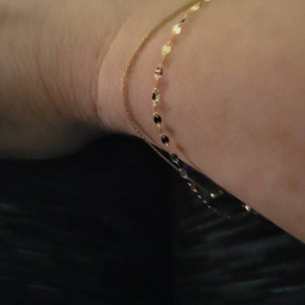 14k Rose Gold Figaro Link Bracelet – 2.1mm Wide, 7.5 Inches, Fancy Style
