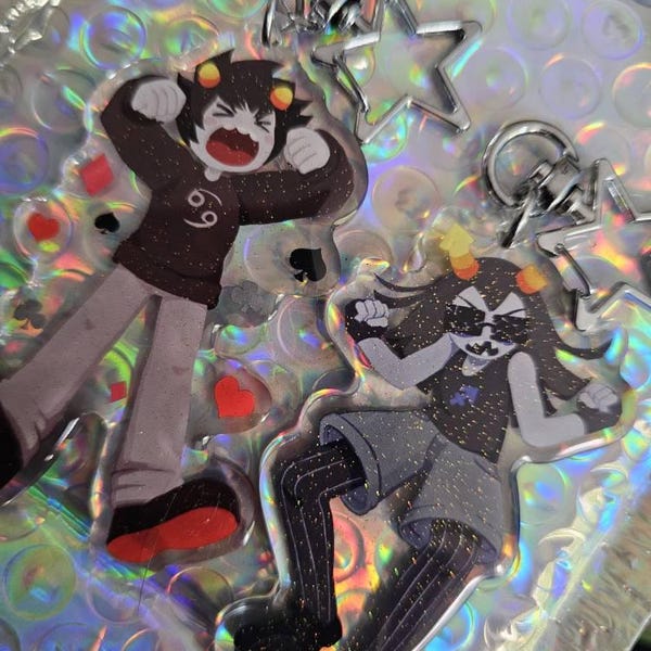 Homestuck Beta Troll Glitter Keychains - Etsy