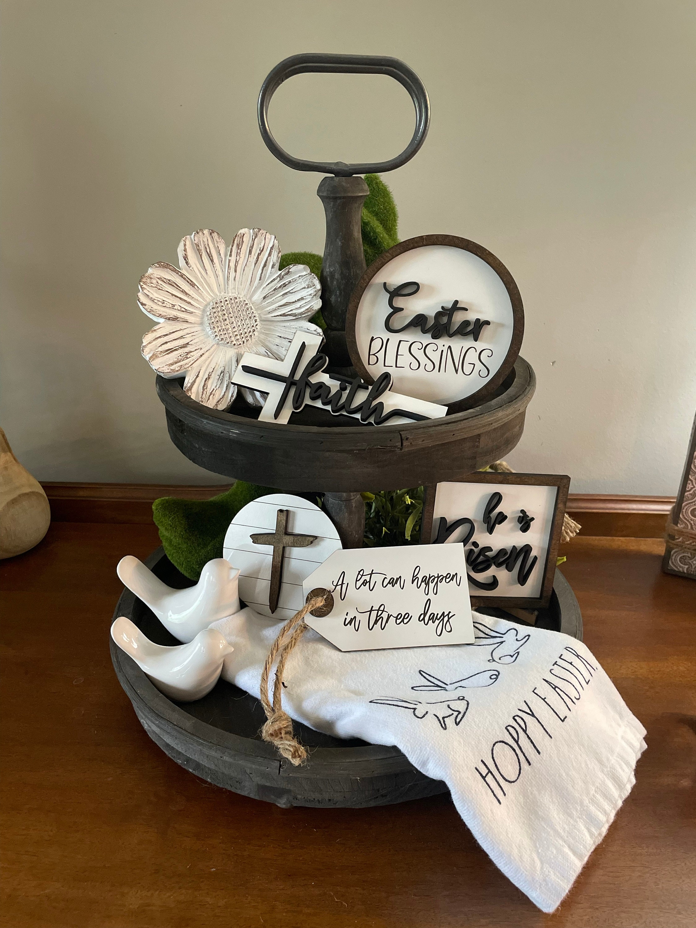 He is Risen Tier tray set, Easter tier tray set, Easter tier tray decor