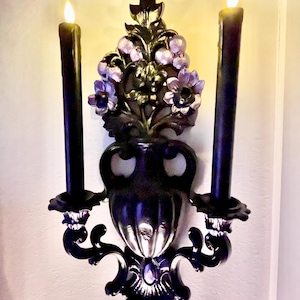 Victorian Gothic Wall Sconce Candle Holder, Goth Home Décor