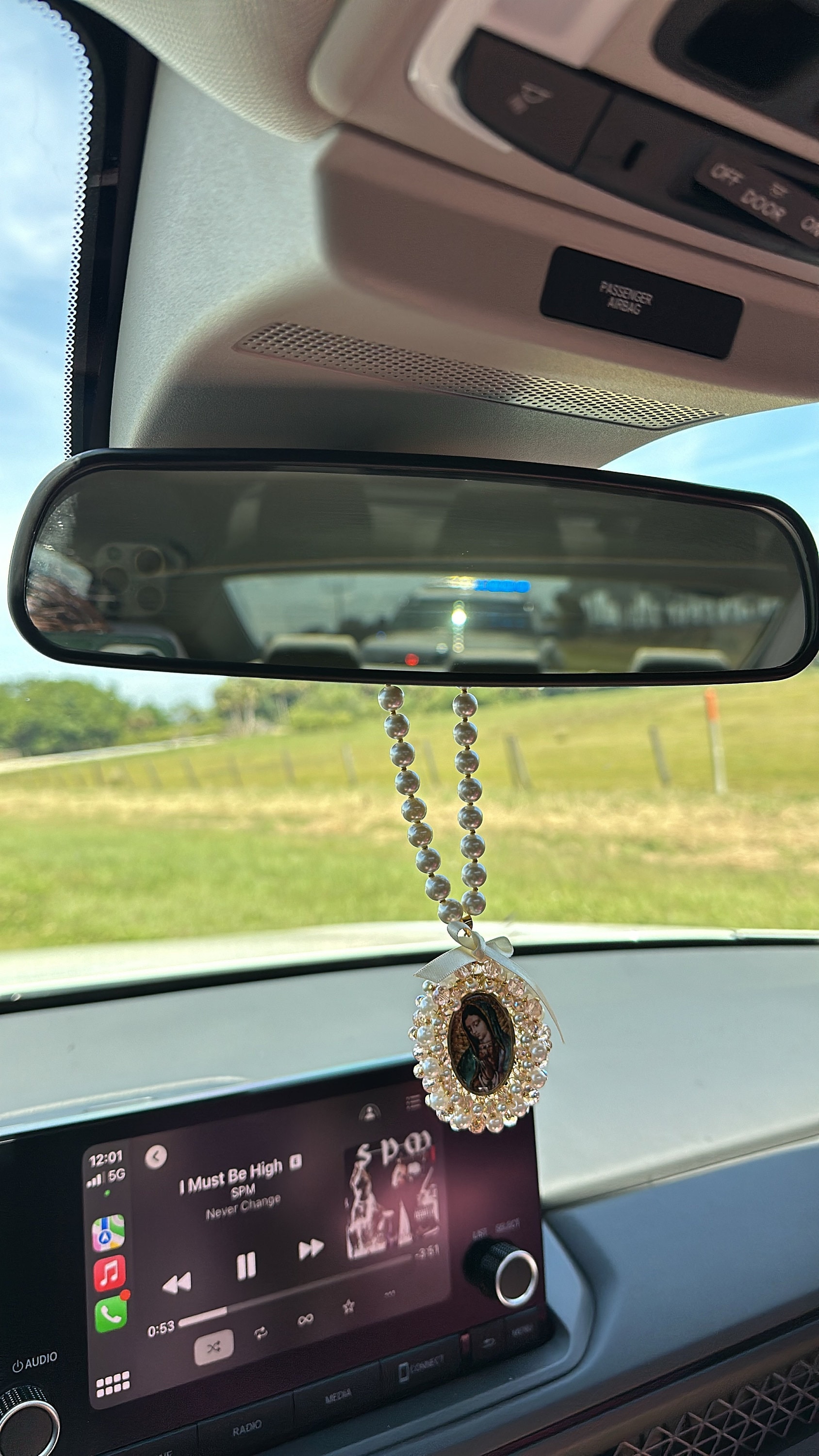 Virgin Mary Car Charm,Car Decoration, Car Accessories, Rear view Mirror,Car Blessings,Car Rosary,Baptism Gift,Religious Catholic,Car Charm