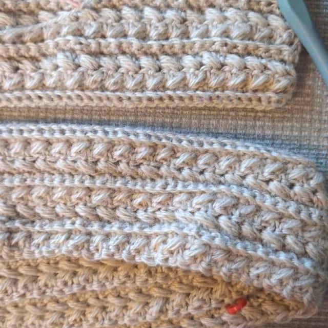 A customer's finished Winter Wheat Stitch Sweater Scarf Crochet Pattern (Digital PDF)