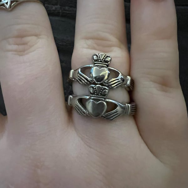 Claddagh Ring in Stainless Steel, Irish Ring, Heart Ring, Clatter Ring ...