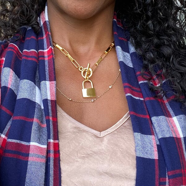 Oval Chain Toggle Necklace - Gold or Silver